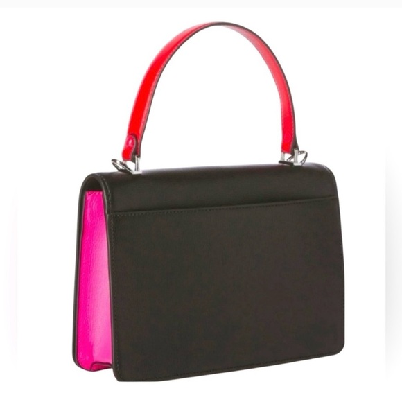 Karl Lagerfeld Black/Pink/Red Dot Simone Front Flap Crossbody Bag, NWT - Picture 2 of 7